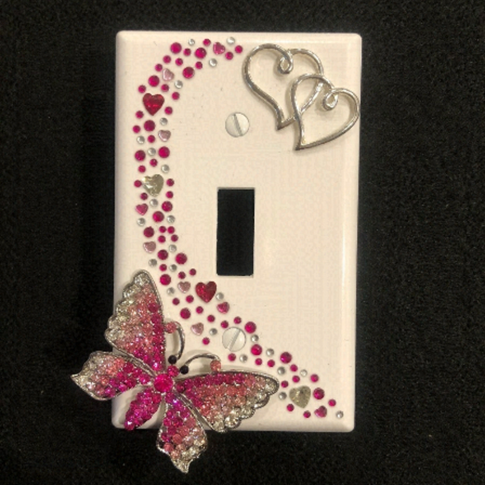 💕2/$25💕 Pink Butterfly Handcrafted Light Switch Cover Plate